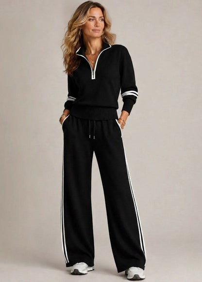 Tweedelige Set Dames – Half Zip Trui & Wijde Broek