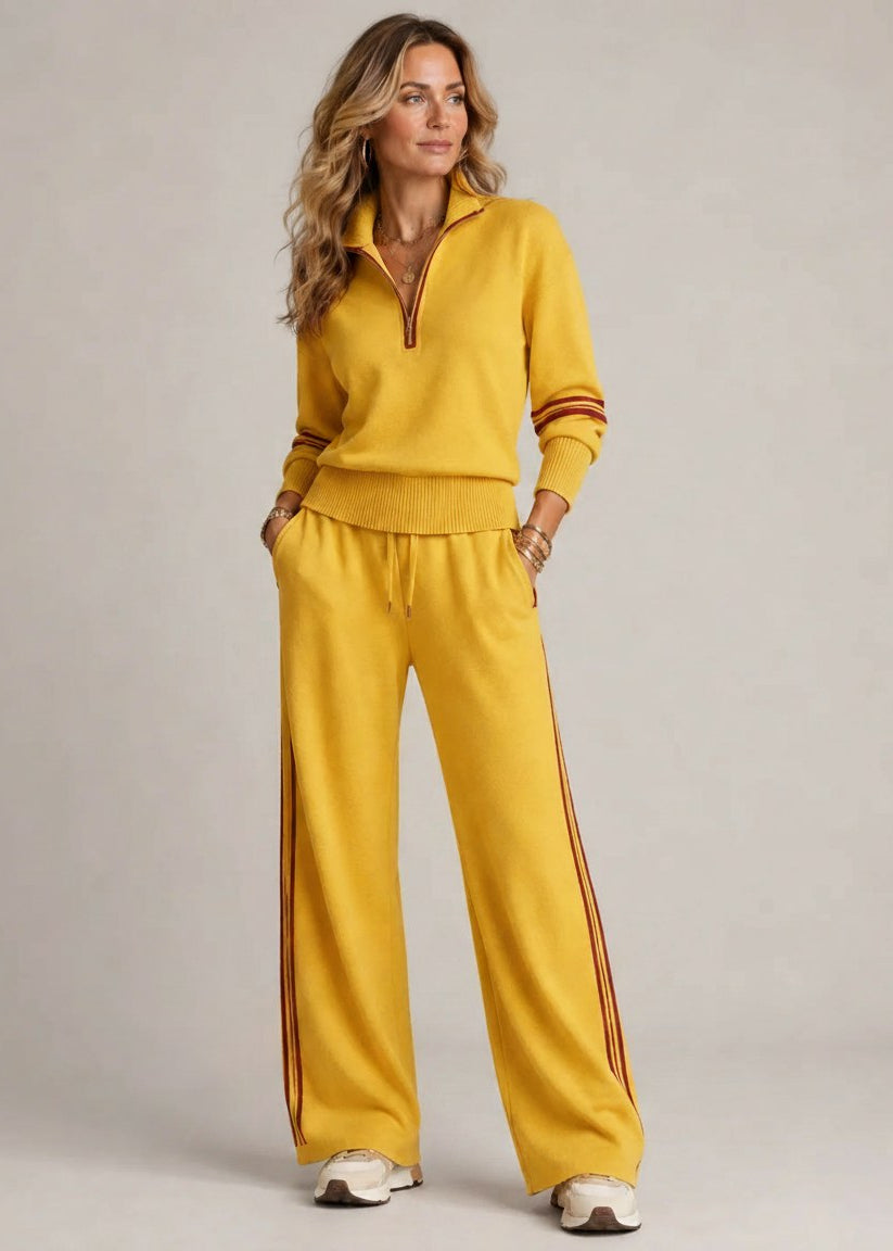Tweedelige Set Dames – Half Zip Trui & Wijde Broek