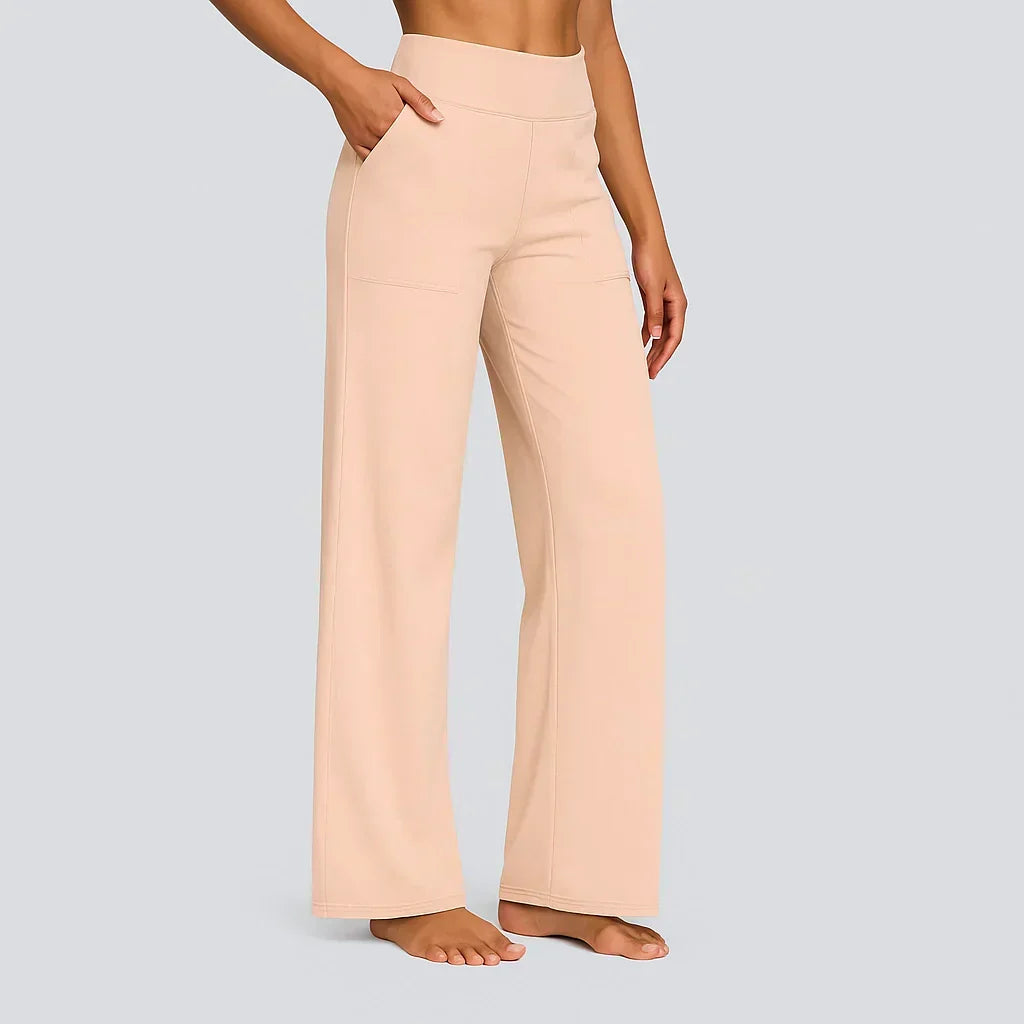 Casual Flared Broek Voor Dames Met Hoge Taille En Zakken