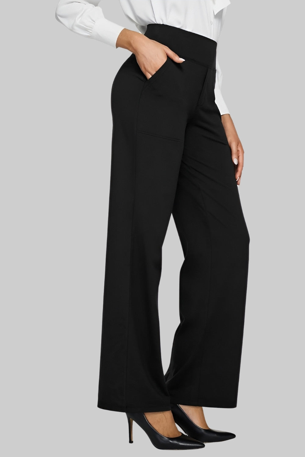 Casual Flared Broek Voor Dames Met Hoge Taille En Zakken