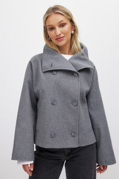 Oversized Wollen Mantel Dames – Jas Met Dubbele Knoopsluiting
