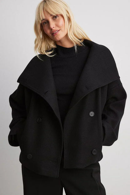 Oversized Wollen Mantel Dames – Jas Met Dubbele Knoopsluiting