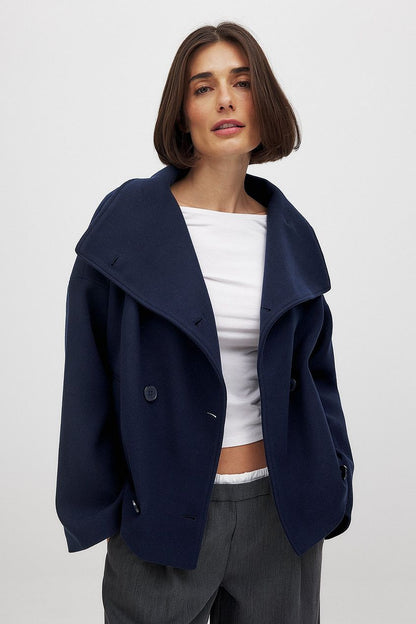 Oversized Wollen Mantel Dames – Jas Met Dubbele Knoopsluiting