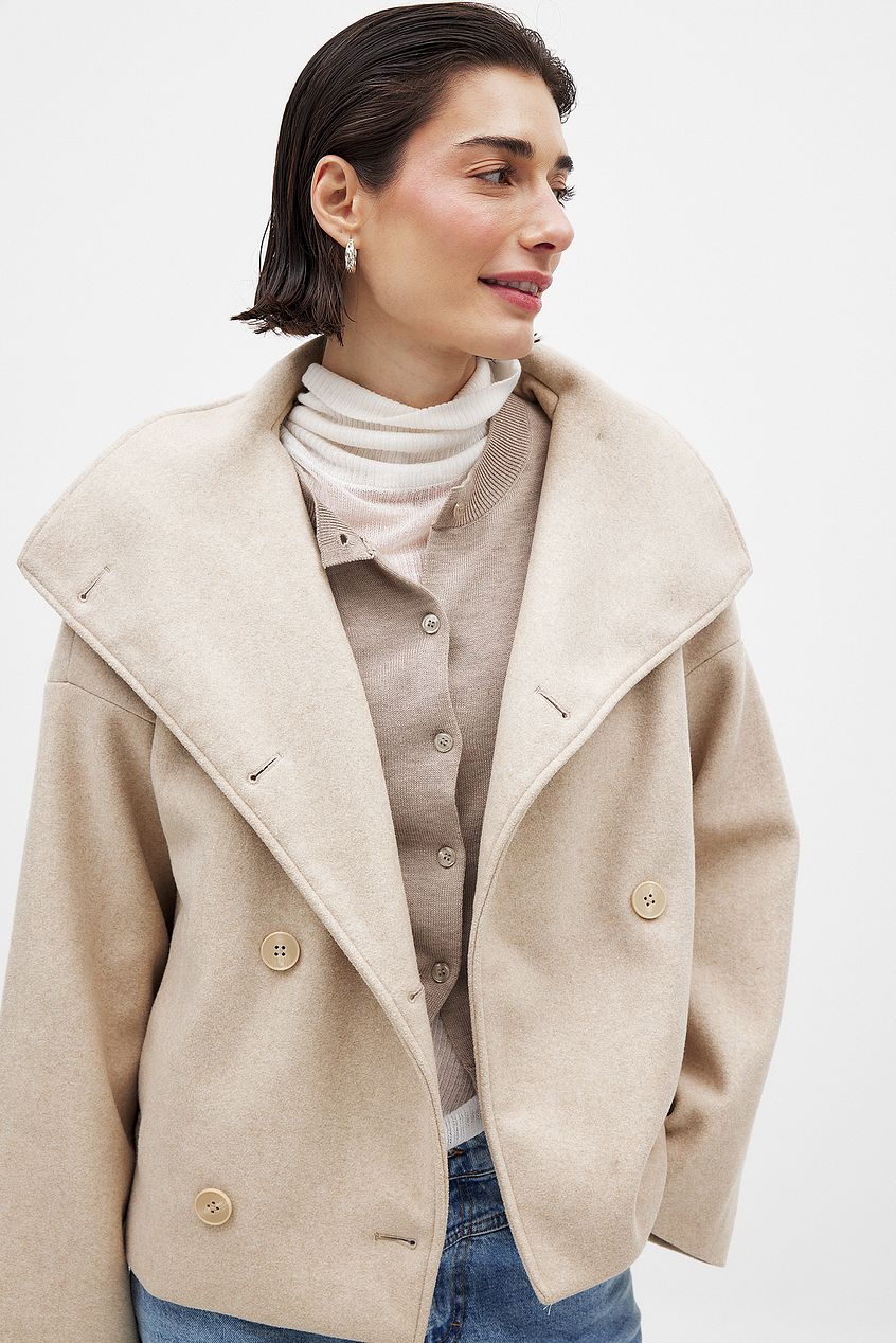 Oversized Wollen Mantel Dames – Jas Met Dubbele Knoopsluiting