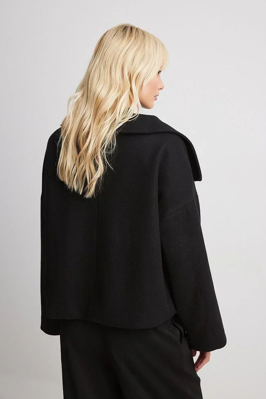 Oversized Wollen Mantel Dames – Jas Met Dubbele Knoopsluiting