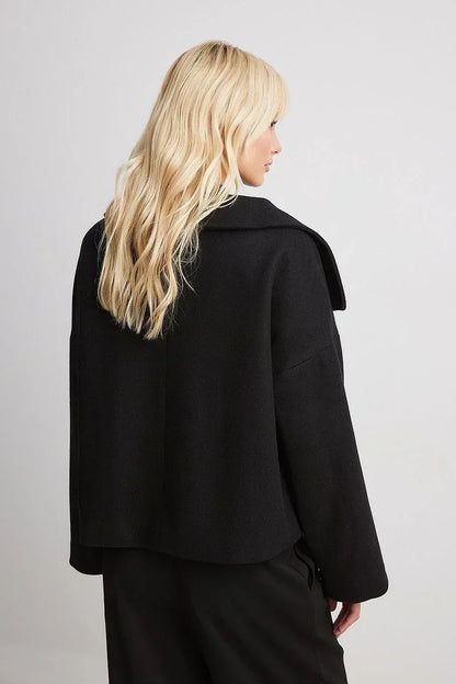 Oversized Wollen Mantel Dames – Jas Met Dubbele Knoopsluiting