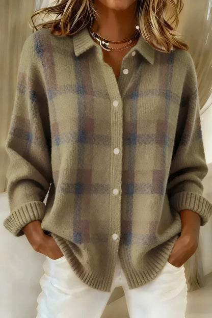 Geruit Vest Dames – Gebreide Cardigan Met Knopen