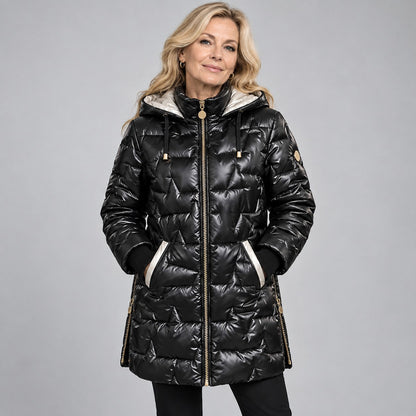 Gewatteerde Pufferjas Dames – Glanzende Winterjas Met Capuchon