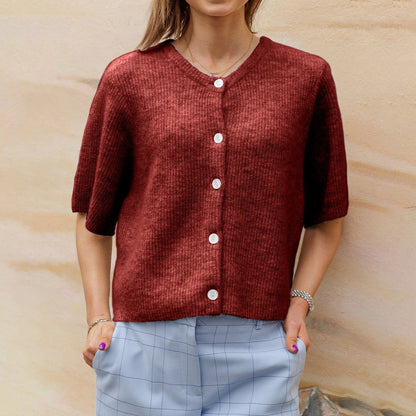 Gebreid Vest Dames – Cardigan Met Korte Mouwen