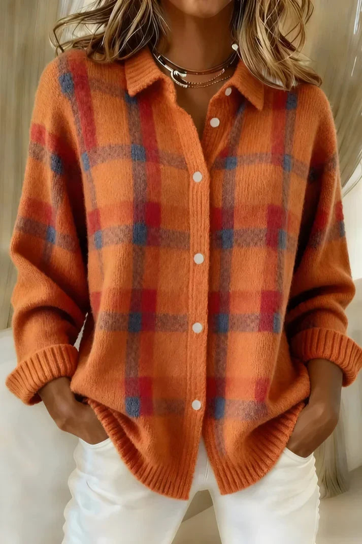 Geruit Vest Dames – Gebreide Cardigan Met Knopen