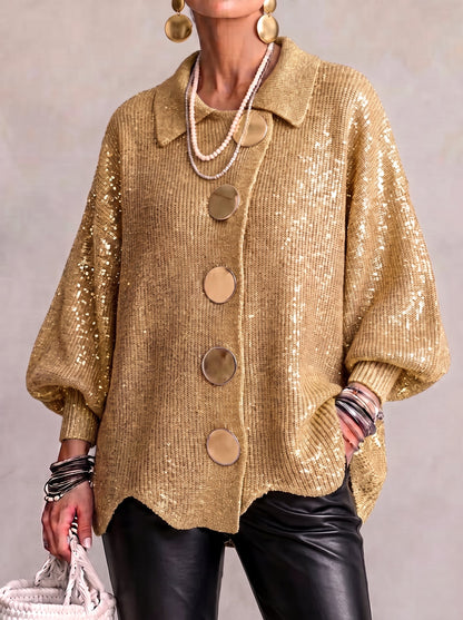 Oversized Gebreid Vest Dames – Cardigan Met Grote Knopen