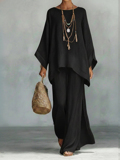 Oversized Co-ord Set Dames – Linnen Look Top & Wijde Broek