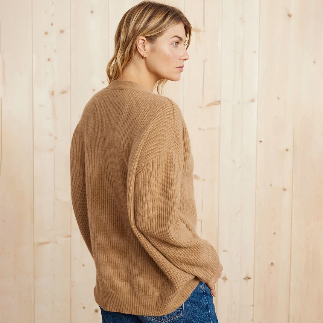 Oversized Cardigan Dames – Ribgebreid Vest Met V-Hals