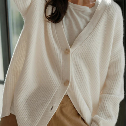 Oversized Cardigan Dames – Ribgebreid Vest Met V-Hals