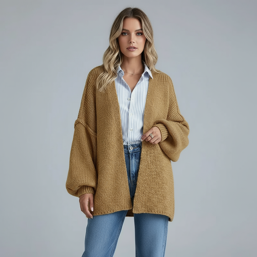 Oversized Gebreid Vest Dames – Lange Cardigan