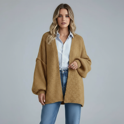 Oversized Gebreid Vest Dames – Lange Cardigan