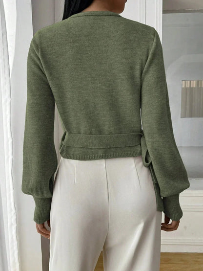 Korte Overslagtrui Dames – Cropped Sweater Met Pofmouwen
