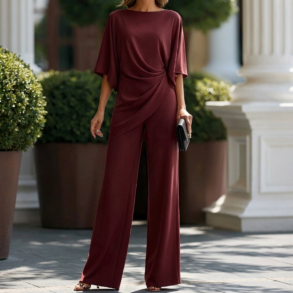 Dames Tweedelige Set Met Asymmetrische Top En Lange Broek