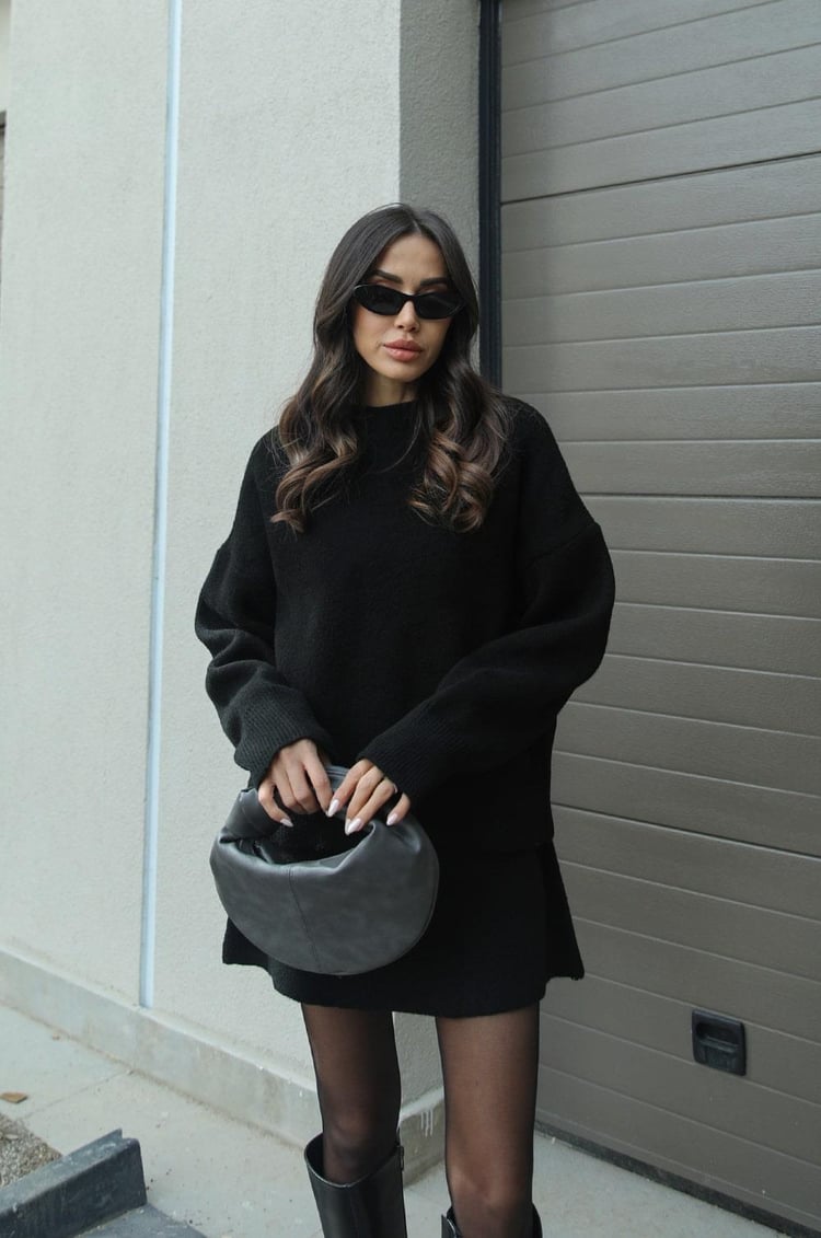 Cozy Oversized Gebreide Trui met Mini Rok Set Dames – Co-Ord Twinset