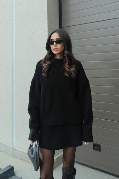 Cozy Oversized Gebreide Trui met Mini Rok Set Dames – Co-Ord Twinset