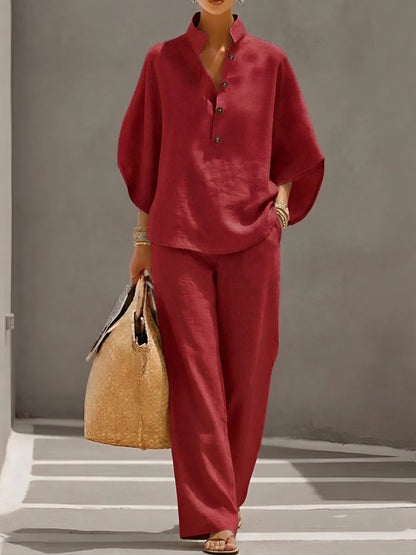 Tweedelige Set Dames – Blouse & Wijde Broek