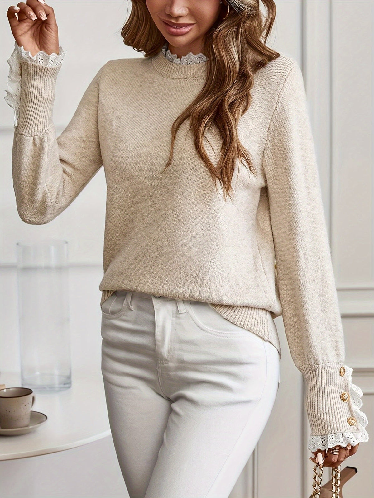 Gebreide Trui Dames Met Kant – Elegante Sweater