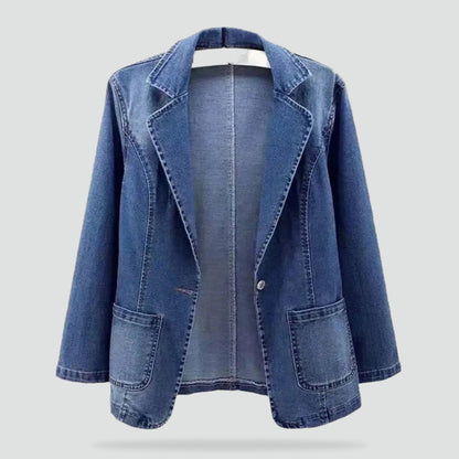 Dames Denim Blazer Met Lange Mouwen En Losse Pasvorm