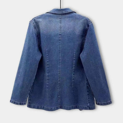 Dames Denim Blazer Met Lange Mouwen En Losse Pasvorm