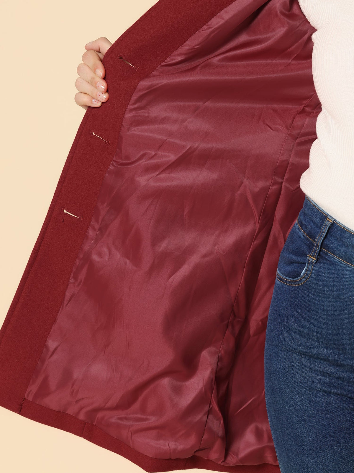 Klassieke Wollen Jas Voor Dames Met Kraag En Knoopsluiting