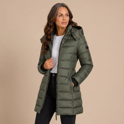 Halflange Gewatteerde Jas Dames – Winterjas Met Capuchon