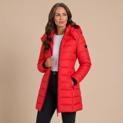 Halflange Gewatteerde Jas Dames – Winterjas Met Capuchon