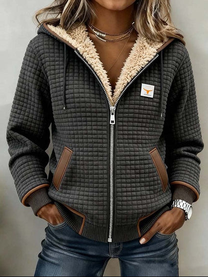 Warme Grijs Dames Vest Met Capuchon En Zachte Voering