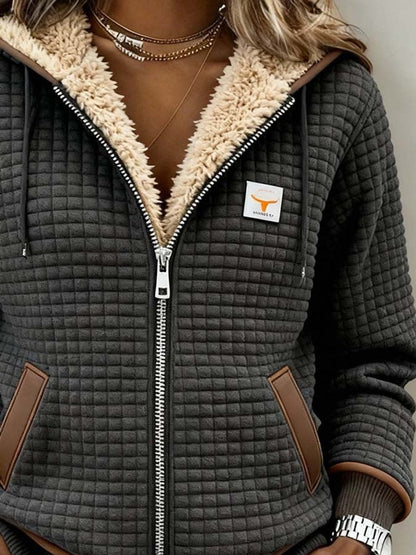 Warme Grijs Dames Vest Met Capuchon En Zachte Voering
