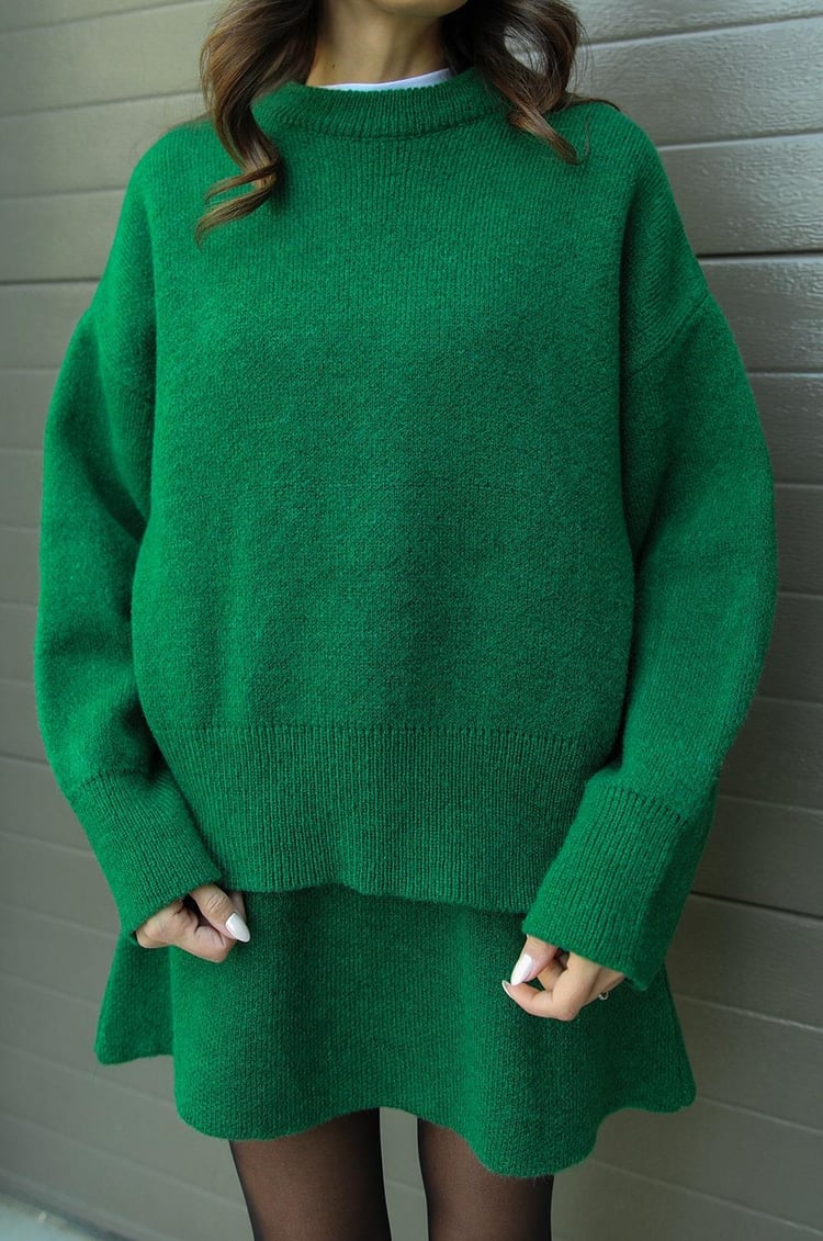 Cozy Oversized Gebreide Trui met Mini Rok Set Dames – Co-Ord Twinset