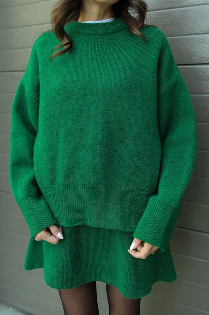 Cozy Oversized Gebreide Trui met Mini Rok Set Dames – Co-Ord Twinset